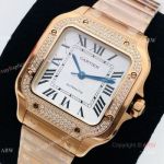 BV Factory 1:1 Cartier Santos De Cartier Watch Copy Rose Gold Diamond Ladies
